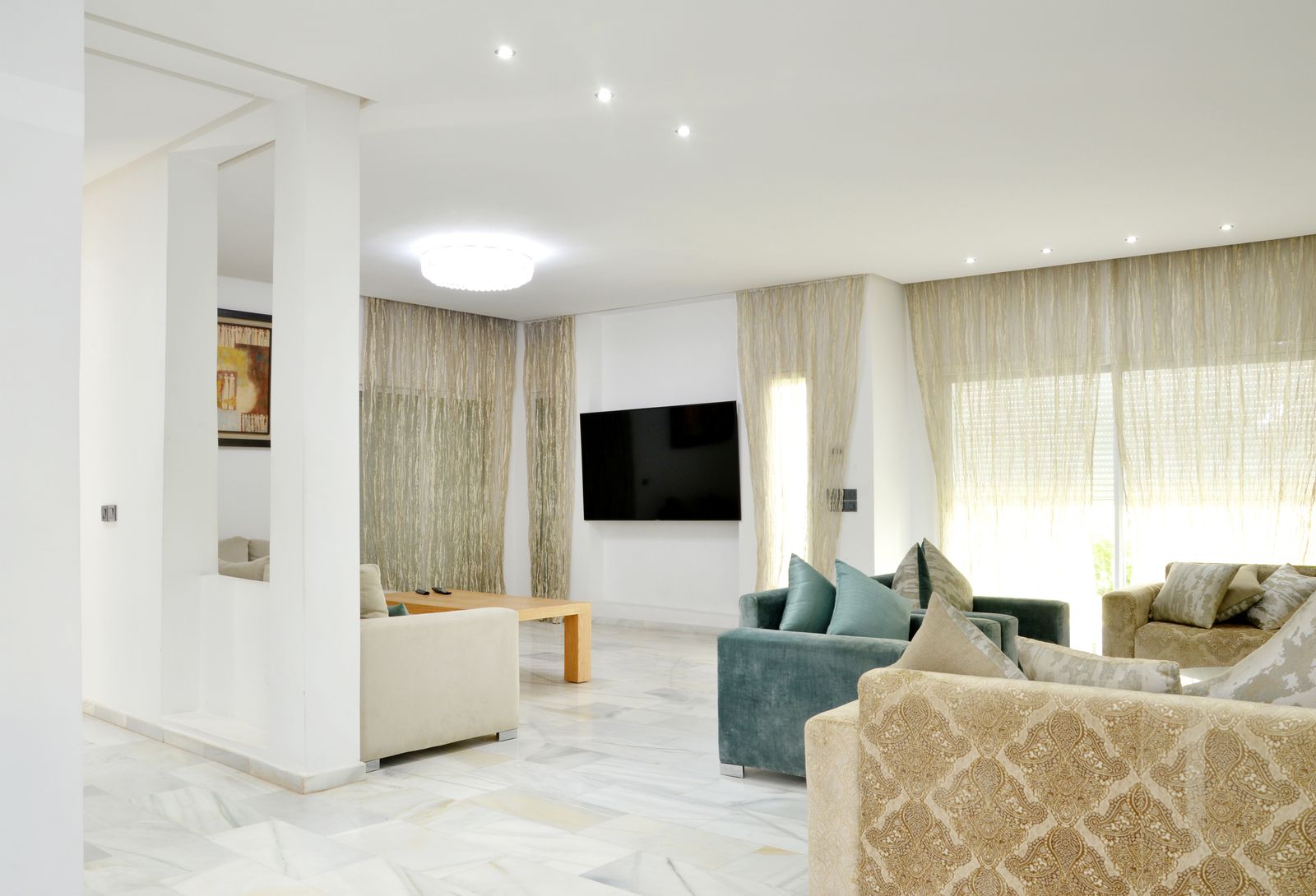 Design-led living room with custom seating